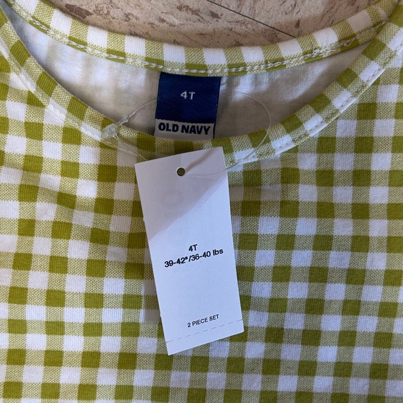 Old Navy Girls' Green Gingham Tee - Lime & Teal Sun Graphic by falls creek sz 4t - Picture 3 of 5